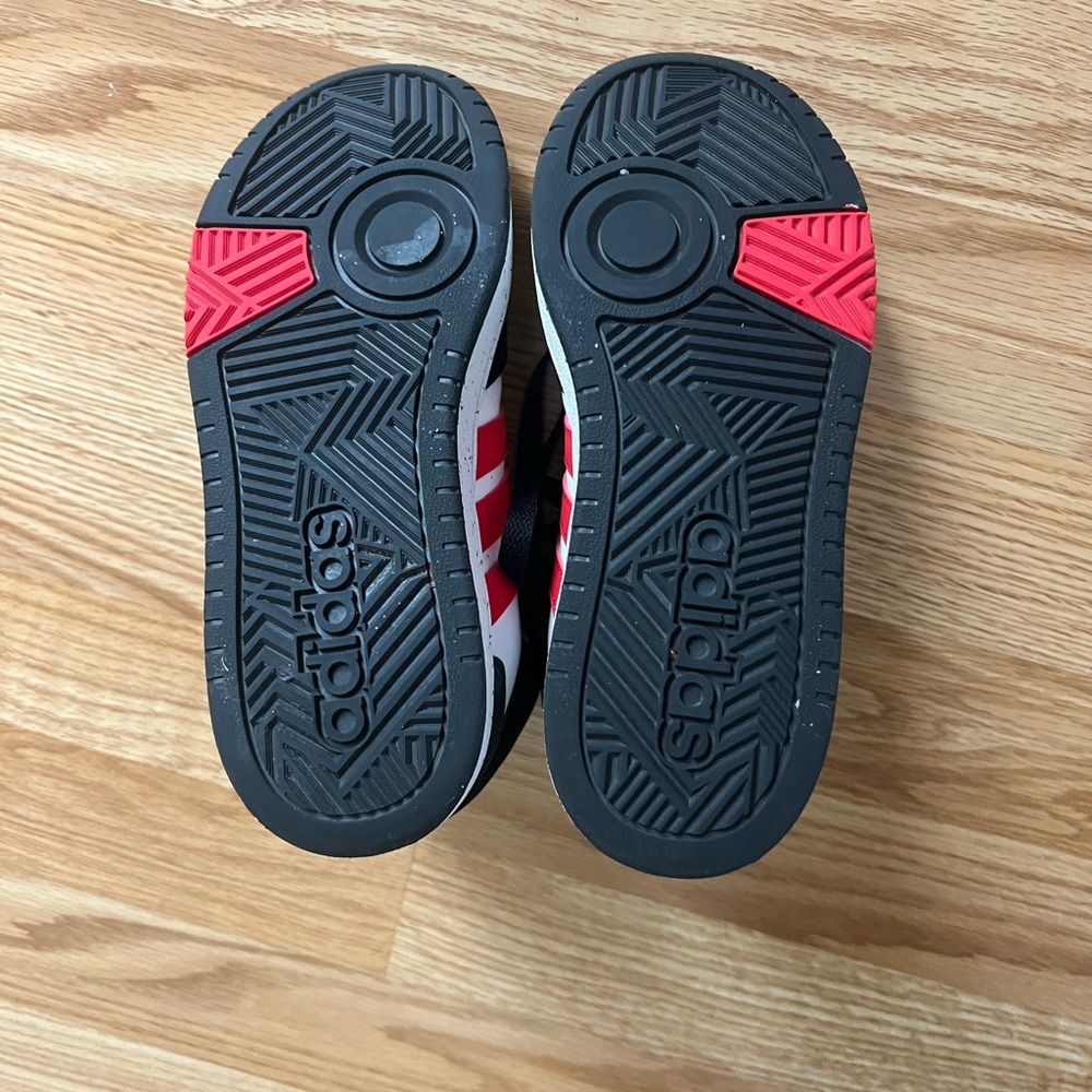 Adidas Kids Black, White, and Red Sneakers - Picture 3 of 5